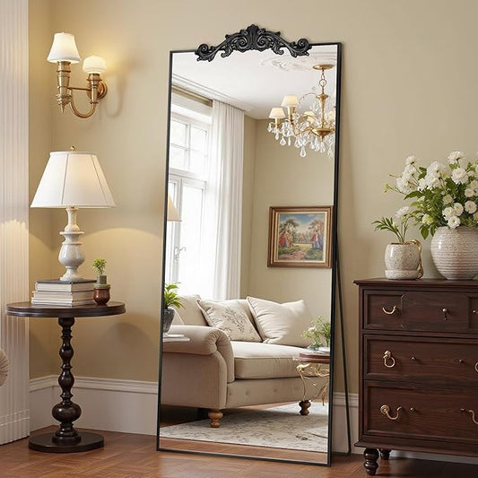 Antok 65"x22" Oversized Full Length Mirror, Extra Large Floor Mirror Freestanding or Wall-Mounted Mirror for Bedroom, Living Room, Cloakroom, Black