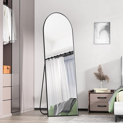 Simple Deluxe Arched Full Length Mirror, 64"×21" Large Floor Mirrors, for Wall Door Bedroom Bathroom Living Room (Black)