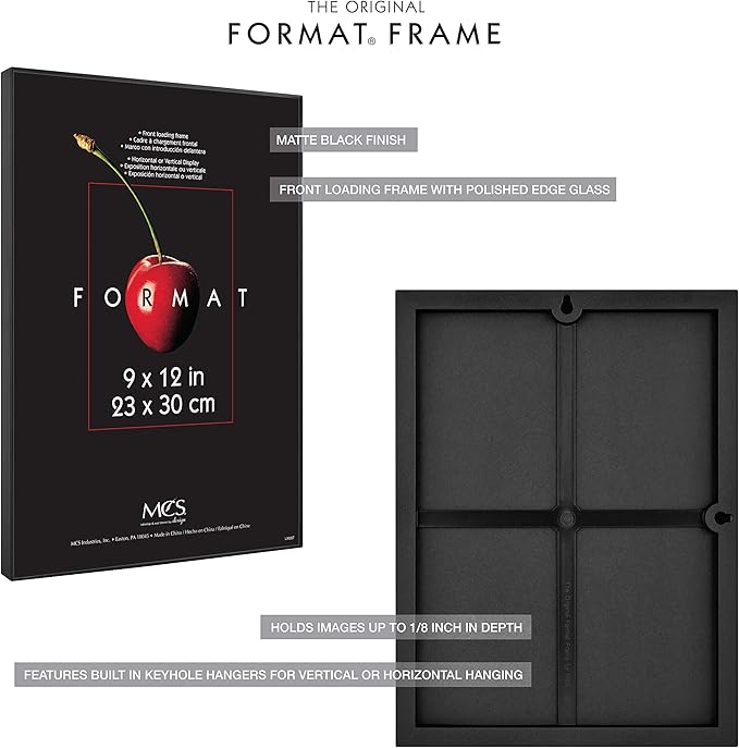 MCS Format 9x12 Picture Frame Black, Gallery Wall Vertical & Horizontal Wall Hanging Picture Frame for Photos & Art Prints (6-Pack)
