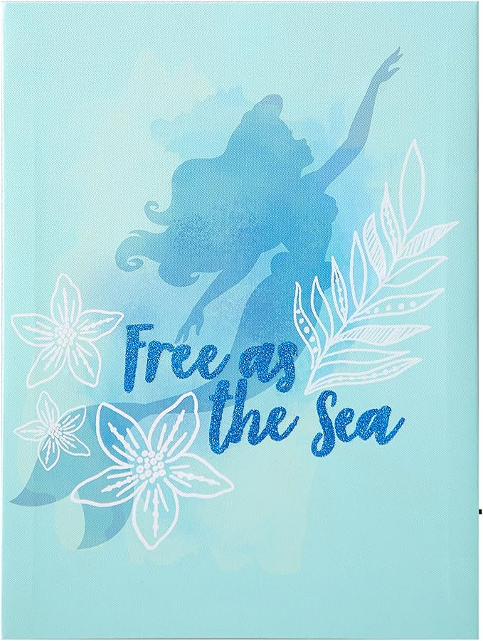 Disney Little Mermaid Free as the Sea Canvas LED Wall Art,Childrens Wall Hanging Décor,11.5"x15.75"