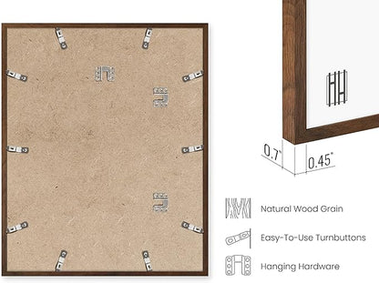 HAUS AND HUES 16x20 Picture Frames for Wall Set of 4-16 x 20 Gallery Wall Frame Set, 20x16 Photo Frames Collage for Wall Decor, 16 by 20 Rustic Brown Wooden Poster Frames (Walnut)