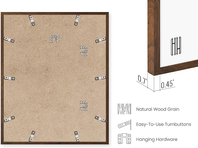 HAUS AND HUES Walnut Oak 16x20 Poster Frames - Set of 6 for Wall or Display, Wood Picture Frames, Gallery Wall Frame Set
