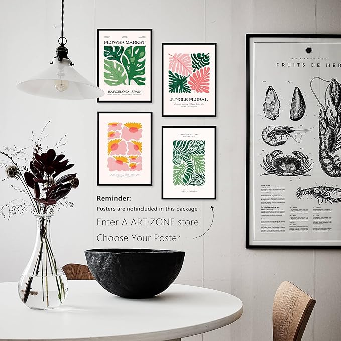 A ART·ZONE Black Picture Frames - A4-4 Pack Photo & Poster Frame Set for Wall Decor & Tabletop Display, Minimalist Black Frame Collection