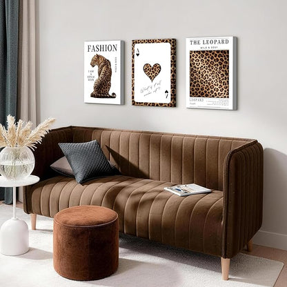 WENGTIAO Trendy Cheetah Canvas Wall Art Prints 3Pcs Fashion Leopard Wall Decor Lucky Ace Card Paintings Preppy Aesthetic Pictures Posters for Living Room Bedroom Study 12x16x3 inch
