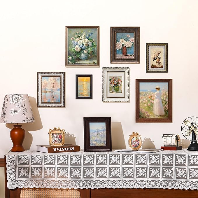 Qunclay 10 Pack Vintage Picture Frames for Wall or Tabletop Display Ornate French Country Gallery Frames Farmhouse Antique Wall Decor for Bedroom Living Room, No Photos Included(Classic Style)
