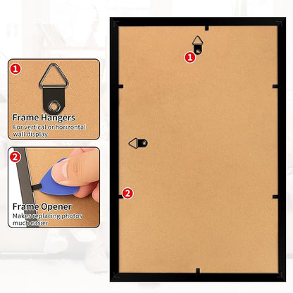 8x12 Picture Frame, 2 Pack Black Photo Frame with HD Plexiglass, Fits Pictures 6x8 with Mat or 8x12 Without Mat, Wall Hanging Photo Frames Poster Frames for Collage Wall Decor