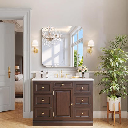 CILIBER Frameless Mirror, 30x30 Square Bathroom Mirrors for Wall Rounded Corner, Frameless Vanity Mirror Over Sink with Polished Edge, 3mm Tempered Glass, Decorative for Bedroom, Living Room, Entryway