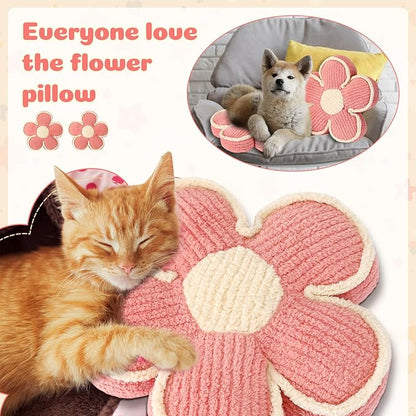 Beeveer 2 Pcs Flower Pillows, 13.8 Inch Throw Pillow for Home Decor, Cute Flower Decorative Pillows Seating Cushion for Sofa Couch Bed Chair Room Decor(Pink)