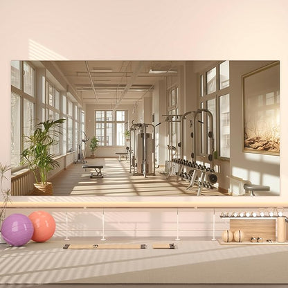 Hasipu Home Gym Workout Mirror 72" L x 36" W-1pc Large Full Length Mounted Full Body Frameless Mirror for Workout, Yoga, Garage, Bedroom, Dance