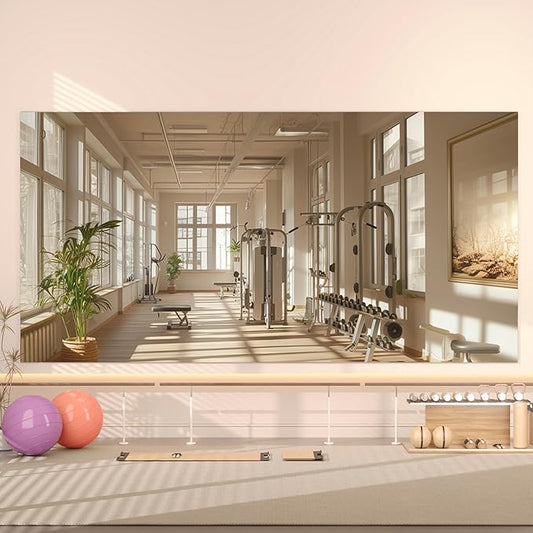 Hasipu Home Gym Workout Mirror 72" L x 36" W-1pc Large Full Length Mounted Full Body Frameless Mirror for Workout, Yoga, Garage, Bedroom, Dance