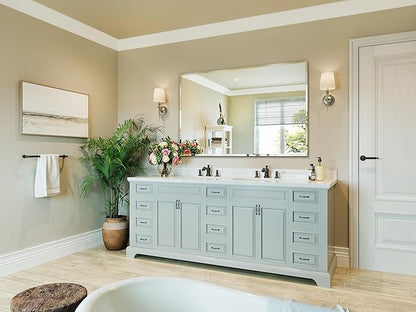 Frameless Beveled Large Bathroom Wall Mirror, 55"x36" Bathroom Wall Mirror for Over Sink, Large Vantiy Mirrors for Living Room, Entryway, Bedroom, Hangs Horizontally or Vertically