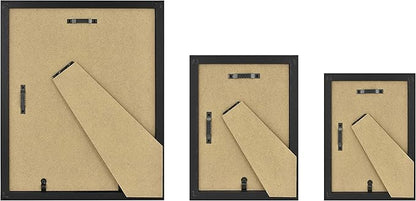 MCS Gallery Essential Picture Frame Set 4x6, 5x7 & 8x10 Black Woodgrain, Gallery Wall Vertical & Horizontal Hanging Frames for Photos & Art Prints (7-Pack)