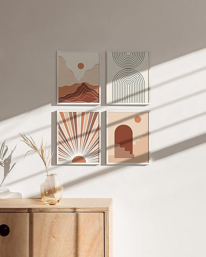 HAUS AND HUES 8x10 White Aluminum Frame Set of 4 - Modern Gallery Pack, Shatterproof Plexiglass (White Aluminum Frames)
