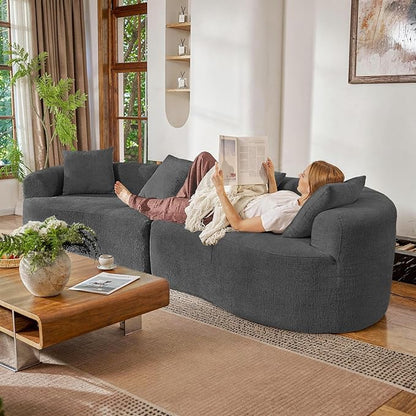 110” Modern Curved Sofa,Oversized Couch for Living Room,Cloud Couch with Boneless Couchs,Modular Sectional Sofa with Deep Seat,No Assembly Required,Black