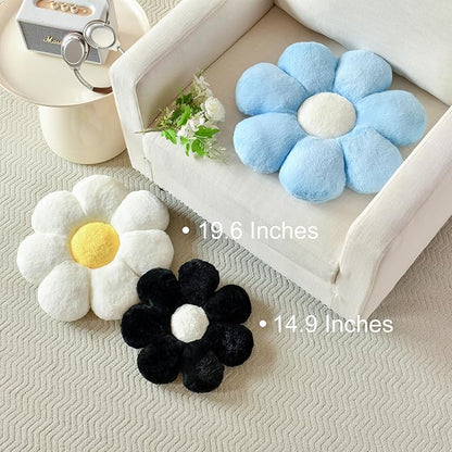 Xuyier Flower Pillow, Decorative Throw Pillow, 14.9“ Cute Daisy Pillow, Aesthetic Fun Decor Pillows for Bed, Flower Shaped Accent Cozy Pillow for Couch