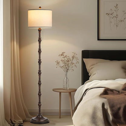 63.5'' Floor Lamps for Living Room, Farmhouse Floor Lamp for Bedroom with 3 Color Temperatures, Vintage Standing Lamp, Tall Lamp with Remote, Chain Switch, Bulb Included, Black
