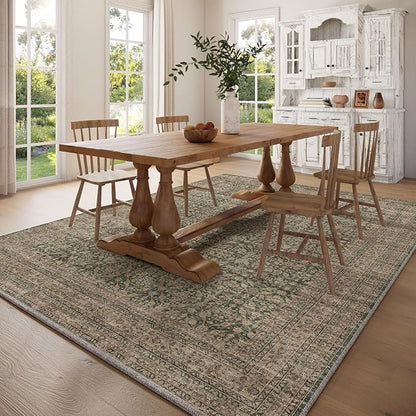 palohom 10x12 Area Rugs for Living Room: Large Area Rug Washable Stain Resistant Non Slip Distressed Vintage Rug Low Pile Faux Wool Soft Rug for Bedroom Farmhouse Dining Room Nursery Kids Playroom