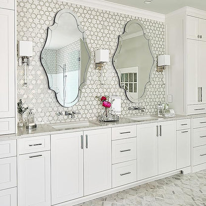 55"x35" Large Mirror for Wall with Beveled Scalloped Corner, Modern Elegant Decorative Mirror for Living Room, Large Wall Mirrors for Entryway Hallway, Hang Horizontally or Vertically