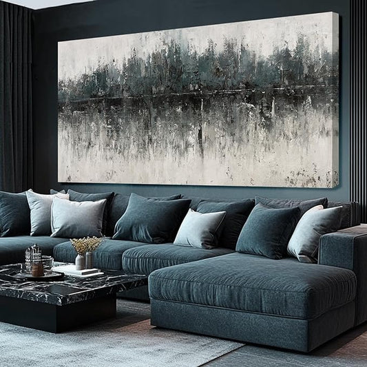 SDYA Abstract Wall Decorations for Living Room/Green and Grey Painting Artwork on Canvas/Master Bedroom Wall Decor/Posters for Room Men Office Dining Room 29"x 58"