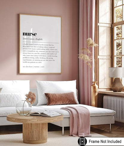 Poster Master Definition of Nurse Print - Typography Poster - Dictionary Art - Minimal Gift for Him, Her & Nurse - Decor for Hospital, Bedroom or Dorm - 16x20 UNFRAMED Wall Art