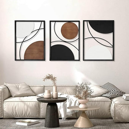 Oakrain 3 Pack Metal Wall Art, Abstract Minimalist Modern Wall Decor for Living Room, Bedroom, Office, Entryway