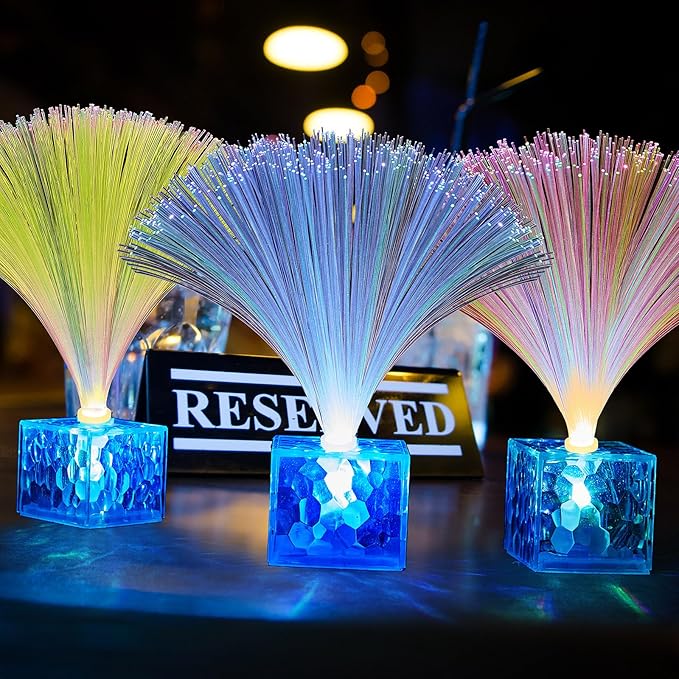 Amylove Mini Fiber Optic Lamp Bulk LED Light Color Changing Table Centerpiece Glow in The Dark Party Favors Supplies for Wedding Graduation Prom Birthday Disco Dance Decorations(9 Inch,Clear)