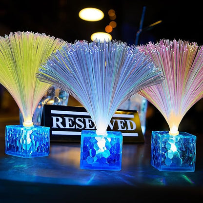 Amylove Mini Fiber Optic Lamp Bulk LED Light Color Changing Table Centerpiece Glow in The Dark Party Favors Supplies for Wedding Graduation Prom Birthday Disco Dance Decorations(9 Inch,Clear)