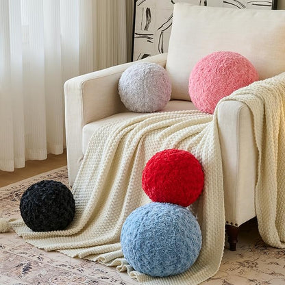 Ball Pillow, Decorative Round Pillow for Couch n, Circle Throw Pillows, Perfect Ball Pillows for Couch, Stylish Decorative Pillows, Versatile Round Throw Pillow (Grey Blue, Medium-11.8 Inches)