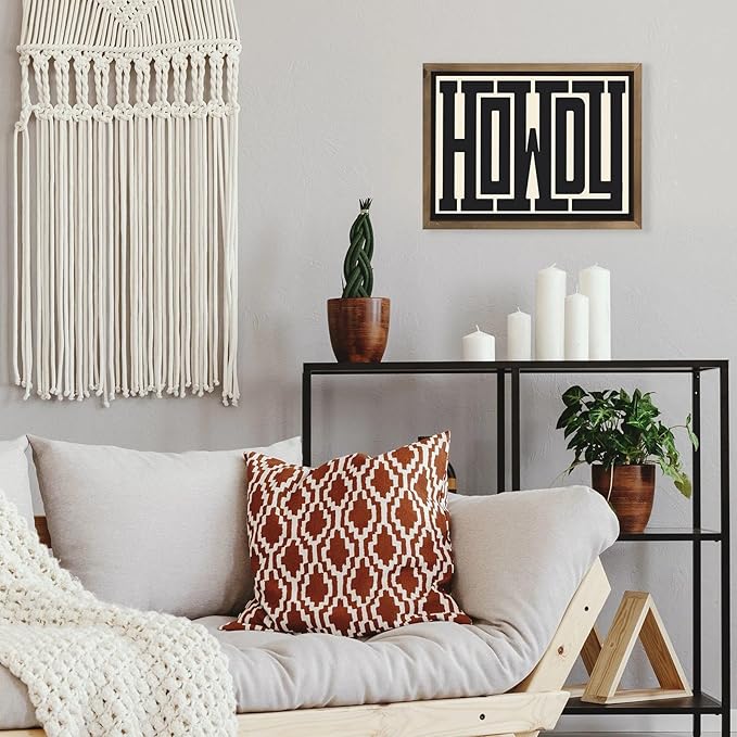 Howdy Wall Art, 15.7x11.8 Inchs Wooden Howdy Sign Western Cowboy Wall Decor, Southwestern Living Room Bedroom Bathroom Home Decorations