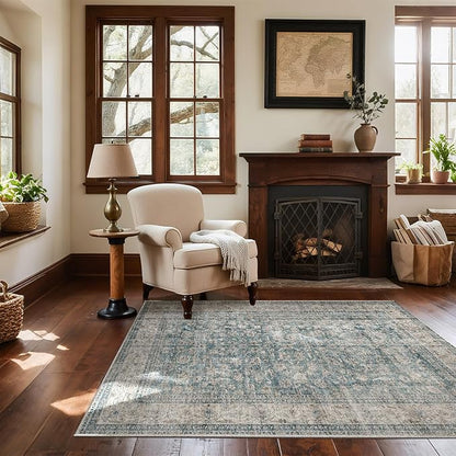 Machine Washable Entryway Throw Rug: Door Mat Indoor Entrance 4x6 Rug Boho Small Area Rug Non-Slip Low Pile Kitchen Rug for Front Door Indoor Entrance Entry Kids Room
