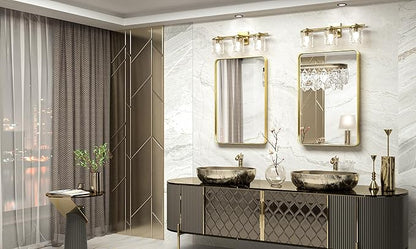 TokeShimi 20 x 30 Inch Gold Bathroom Wall Mirror Vanity Metal Frame Round Corner Rectangular for Home Decor Living Room Entryway (Horizontal/Vertical)