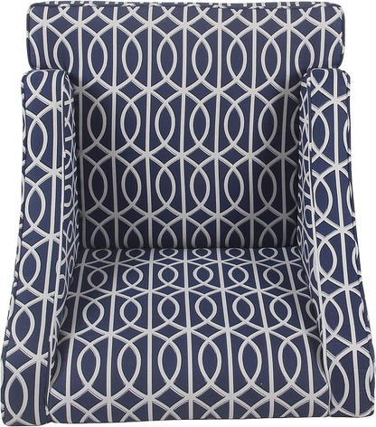 Homepop Home Decor Upholstered Classic Swoop Arm Accent Chair Accent Chairs for Living Room & Bedroom Decorative Home Furniture, Classic Navy Geometric