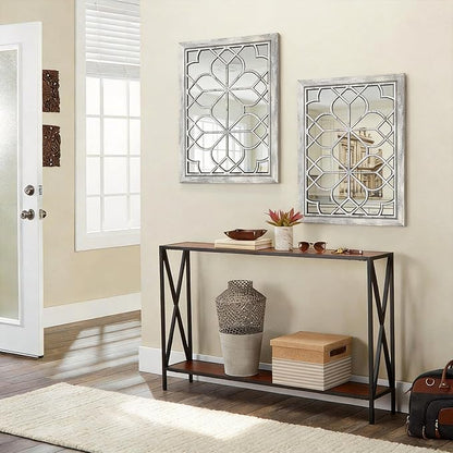 Set of 2 19x26 Inch Large Grey Shatterproof Rectangular Wall Mirrors, Boho Rustic Farmhouse Vintage Accent Mirrors for Living Room Bedroom Entryway Dining Room & Home Decor