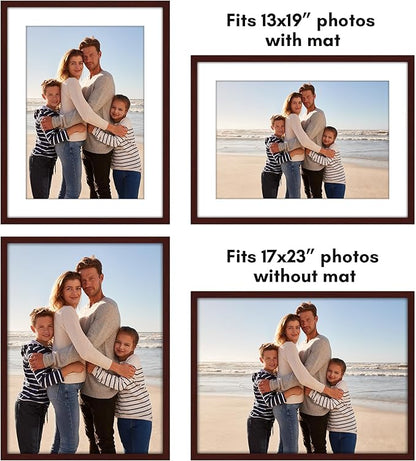 Americanflat 17x23 Picture Frame with Polished Plexiglass - Set of 5 - Use as 13x19 Frame with Mat or Display 17x23 Photo Without Mat - Galleria Collection - Picture Frames for Wall Display - Mahogany