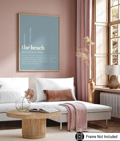 Poster Master Definition of The Beach Print - Typography Poster - Dictionary Art - Gift for Men & Women - Minimal Decor for Bedroom, Living Room or Dorm - 11x14 UNFRAMED Wall Art
