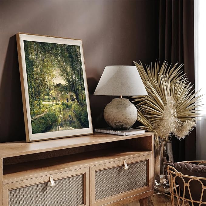 uniro Framed Canvas Wall Art, Vintage Summer Country Landscape Oil Painting, Retro Aesthetic Artwork for Wall Home Living Room Bathroom Bedroom Farmhouse Wall Decor - 12"x16"