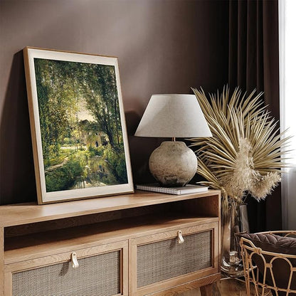 uniro Framed Canvas Wall Art, Vintage Summer Country Landscape Oil Painting, Retro Aesthetic Artwork for Wall Home Living Room Bathroom Bedroom Farmhouse Wall Decor - 12"x16"