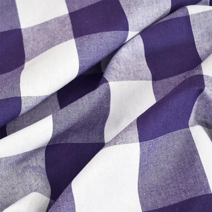 3 Pieces Tier Curtains and Valance Set Buffalo Check Kitchen Tiers Plaid Gingham Grommet Top Classic Short Small Cafe Curtains Country Farmhouse Cafe Bathroom 54"x18"/32"x24" Purple & White