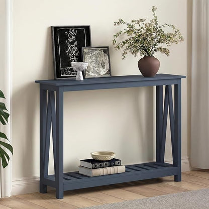 ChooChoo Farmhouse Console Table, Rustic Vintage Narrow Sofa Table for Entryway, Living Room, Hallway, 40 Blue