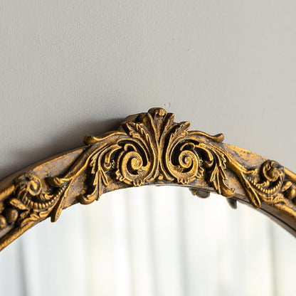 ZIYOO Vintage Ornate Oval Wall Mirror, Baroque Gold Framed Decorative Mirror, Ornate Antique Accent Mirror for Living Room, Bedroom, Entryway, Vanity 26"x31"