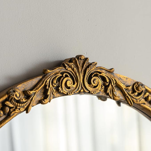 ZIYOO Vintage Ornate Oval Wall Mirror, Baroque Gold Framed Decorative Mirror, Ornate Antique Accent Mirror for Living Room, Bedroom, Entryway, Vanity 26"x31"