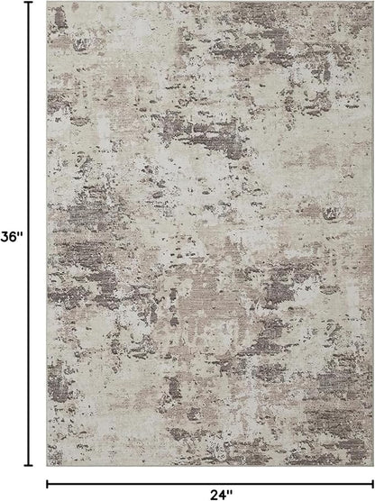 ROYHOME Modern Abstract 2x3 Area Rug Non Slip Non Shedding Low Pile Stain Resistant Rug for Entryway Kitchen Bedroom,Brown Grey