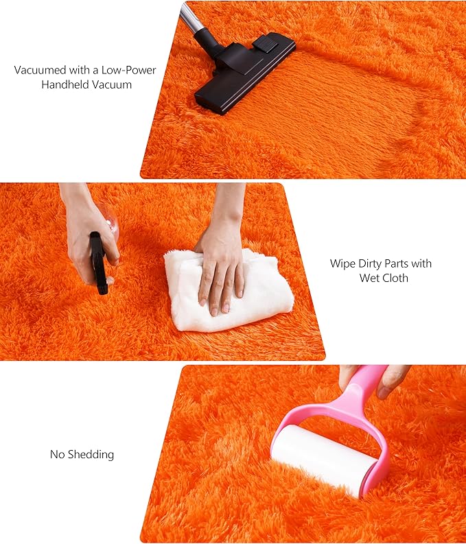 10x14 Area Rugs for Living Room Bedroom, Large Shag Soft Fluffy Rug, Soft Non Slip Carpets Home Decor Aesthetic, Orange