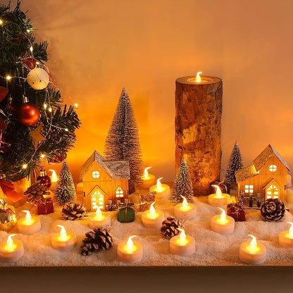 Topstone CR2450 Battery Operated Flickering Flameless Candles with Warm Yellow Light,Remote Control Timer Votives,Decorative LED Tealights,Best for Wedding and Festival Decoration,Pack of 12