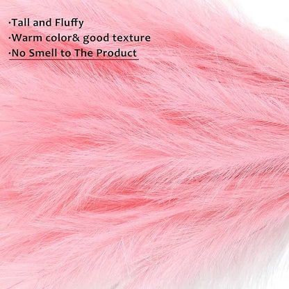 Faux Pampas Grass, 18"/45cm Artificial Pampas Grass Fluffy 6 Stem pompous Grass Flower Arrangement for Boho Home Wedding Decoration(Grey)