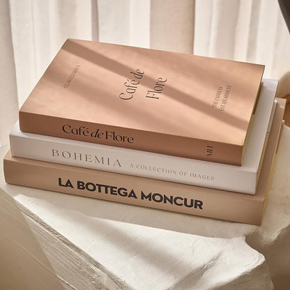 Moncur Home Faux Books for Decoration Coffee Table Books set of 3 Decorative Books Neutral Room Decor Aesthetic Shelf Decor Beige White Earth Tones Real Blank Pages Removable Covers Home Décor Accents