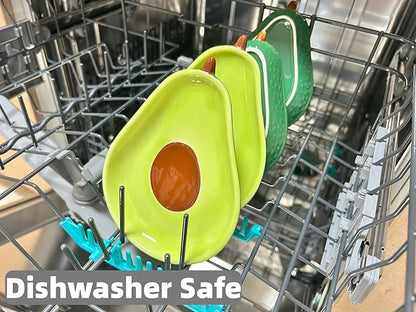 Ceramic Spoon Rest for Stove Top & Kitchen Counter Spoon Holder for Stove & Cooking Spoon Holder for Ladle Cute Coffee Spoon Rest Utensil Rest Spatula Rest, Green Avocado Kitchen Decor & Accessories