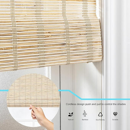 Motorized Bamboo Roman Shades, Motorized Blinds with Remote Compatible with Homekit, Alexa GoogleHome, Smart Wood Woven Shades for Indoor Windows, Customize, Tidebeam