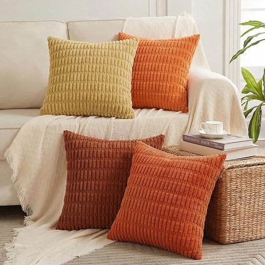 Fancy Homi 4 Packs Decorative Throw Pillow Covers for Living Room Couch Bed, Modern Farmhouse Boho Home Décor Accent Cushion Case, 22" x 22", Burnt Orange Series