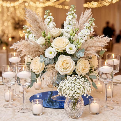 Thyle 12 Pcs 10 Inch Acrylic Round Mirrors for Tables Centerpieces Circle Mirrors Candle Plates for Wall Wedding Table Centerpieces for Baby Shower Party, Thickness 1 mm (Blue)